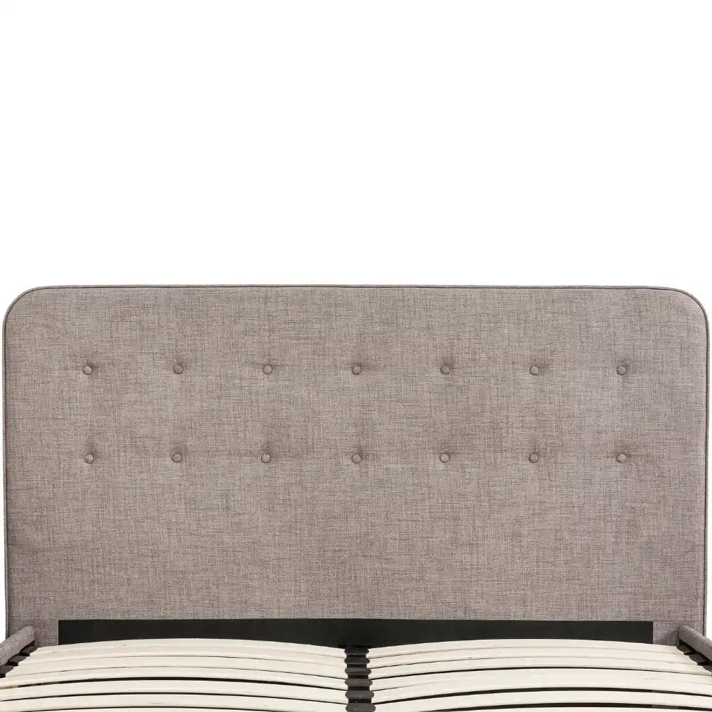 Winston : Le Lit Plateforme Capitonné en Suri Taupe