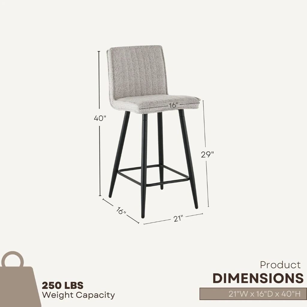 Duo 1019 : Tabourets de Bar en Tissu Latte et Pieds Noirs