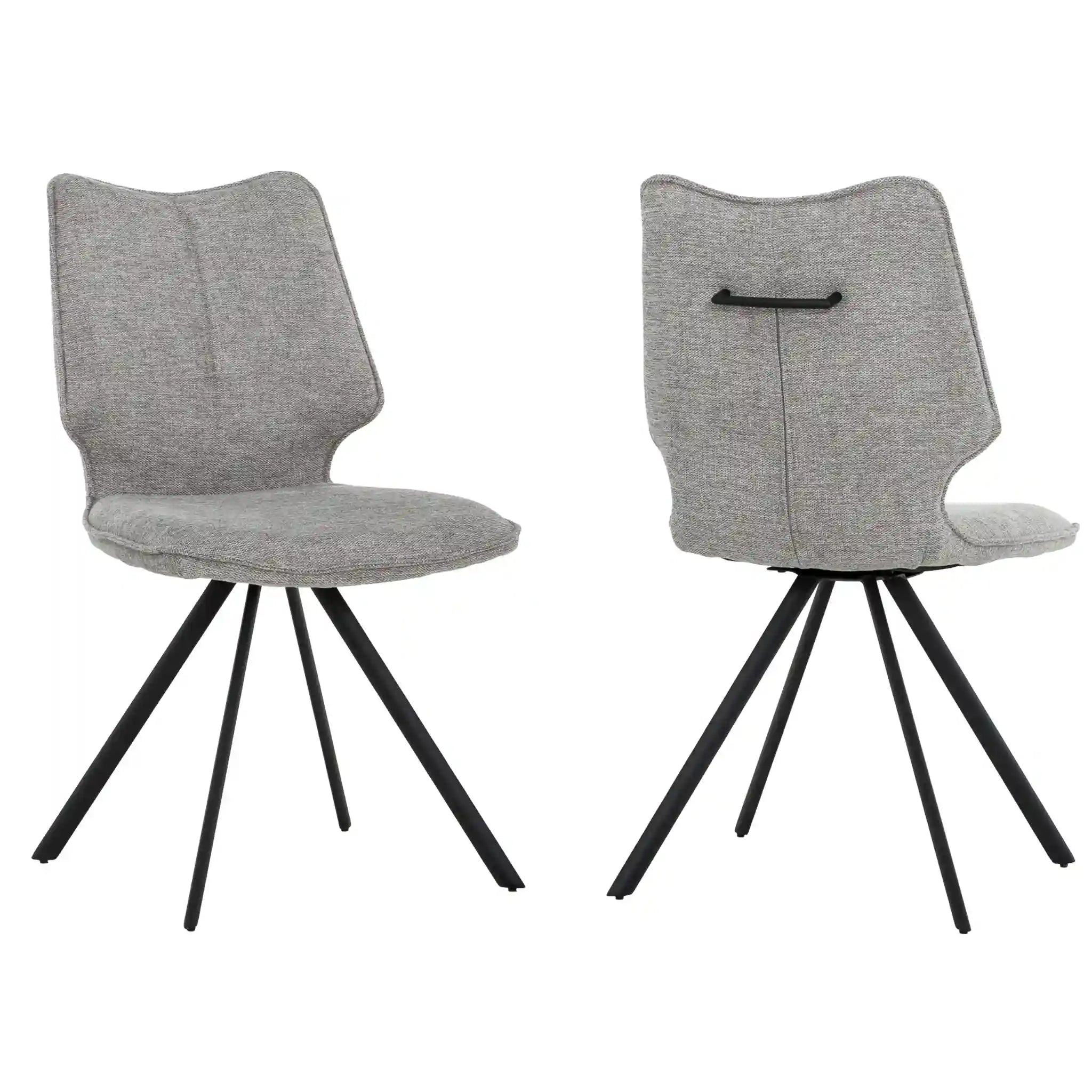 Primo Ensemble de 2 Chaises de Salle à Manger Confortables en Tissu Gris