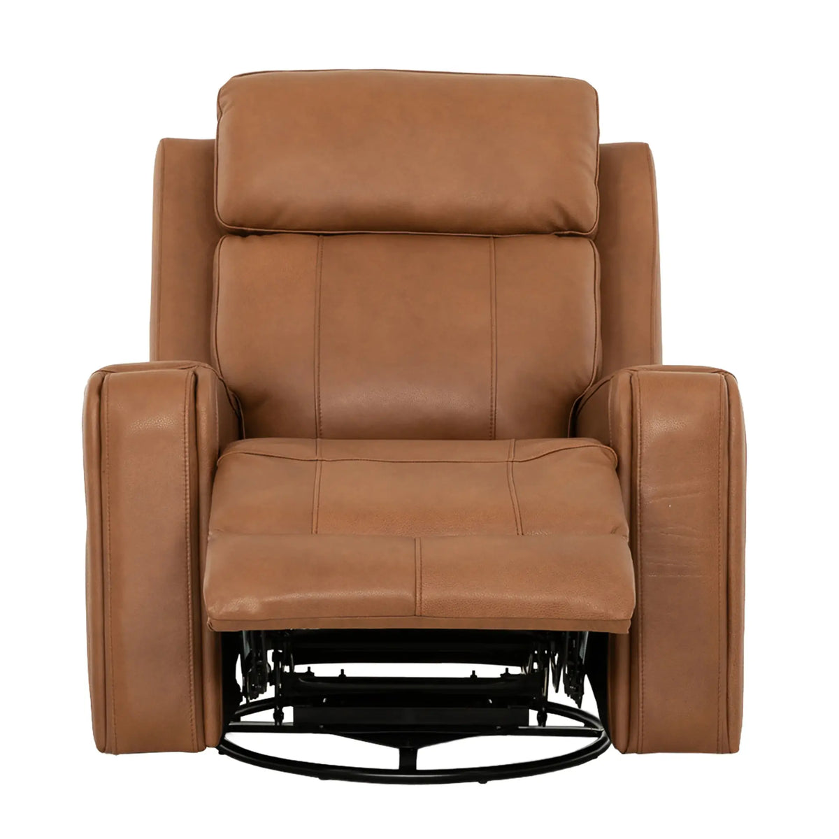 Primo Cavron Fauteuil Inclinable, Berçant et Pivotant en Cuir Cognac