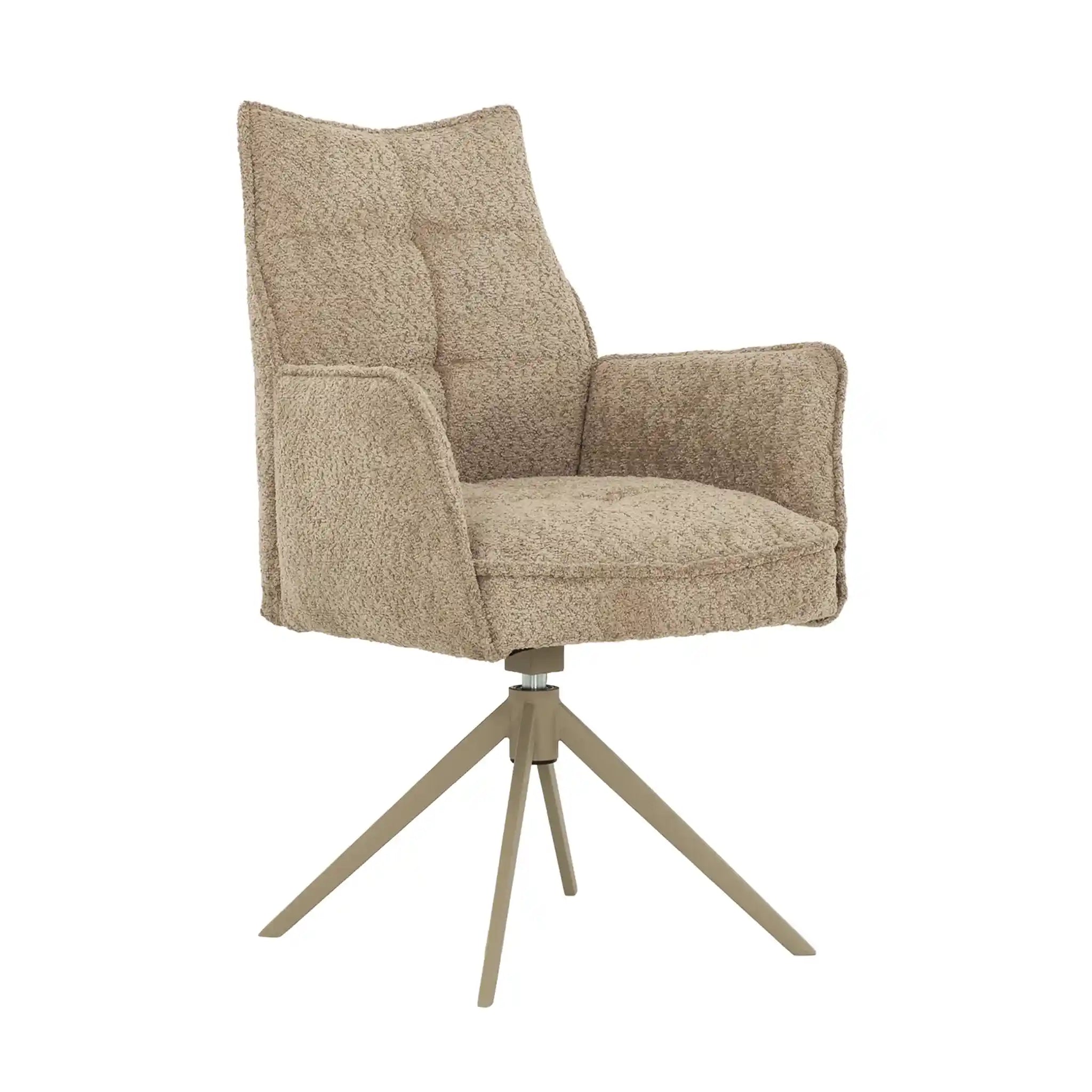 Ensemble de 2 Chaises Salle à Manger avec Accoudoirs Pivotantes - Bouclé Gris