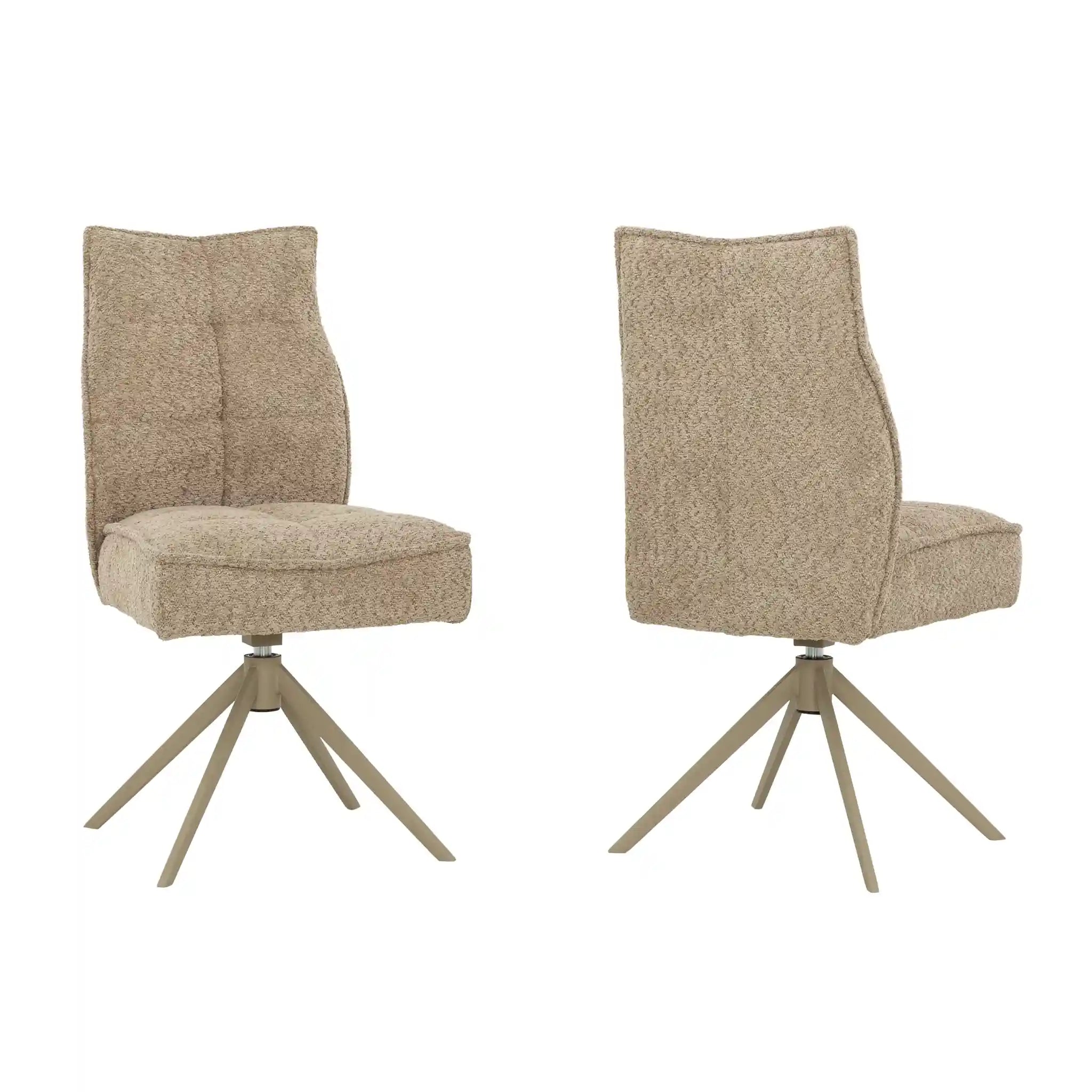 Ensemble de 2 Chaises de Cuisine Pivotantes en Tissu Gris - Primo
