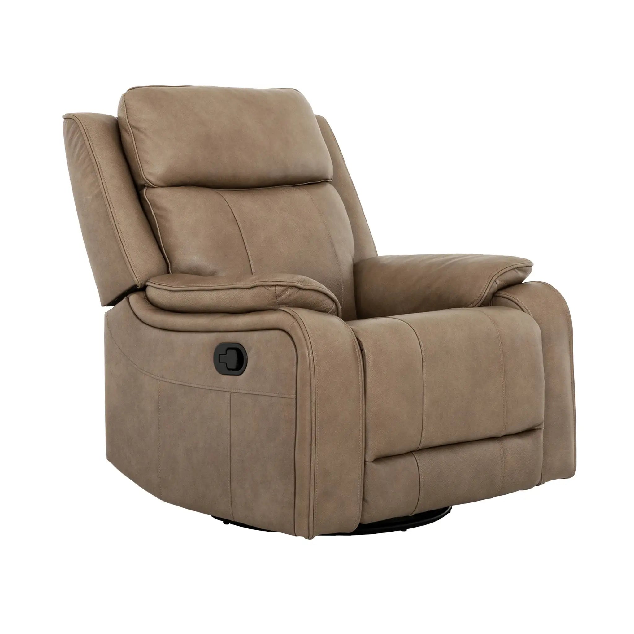 Primo Brindle Fauteuil Pivotant Berçant Inclinable Cuir Taupe