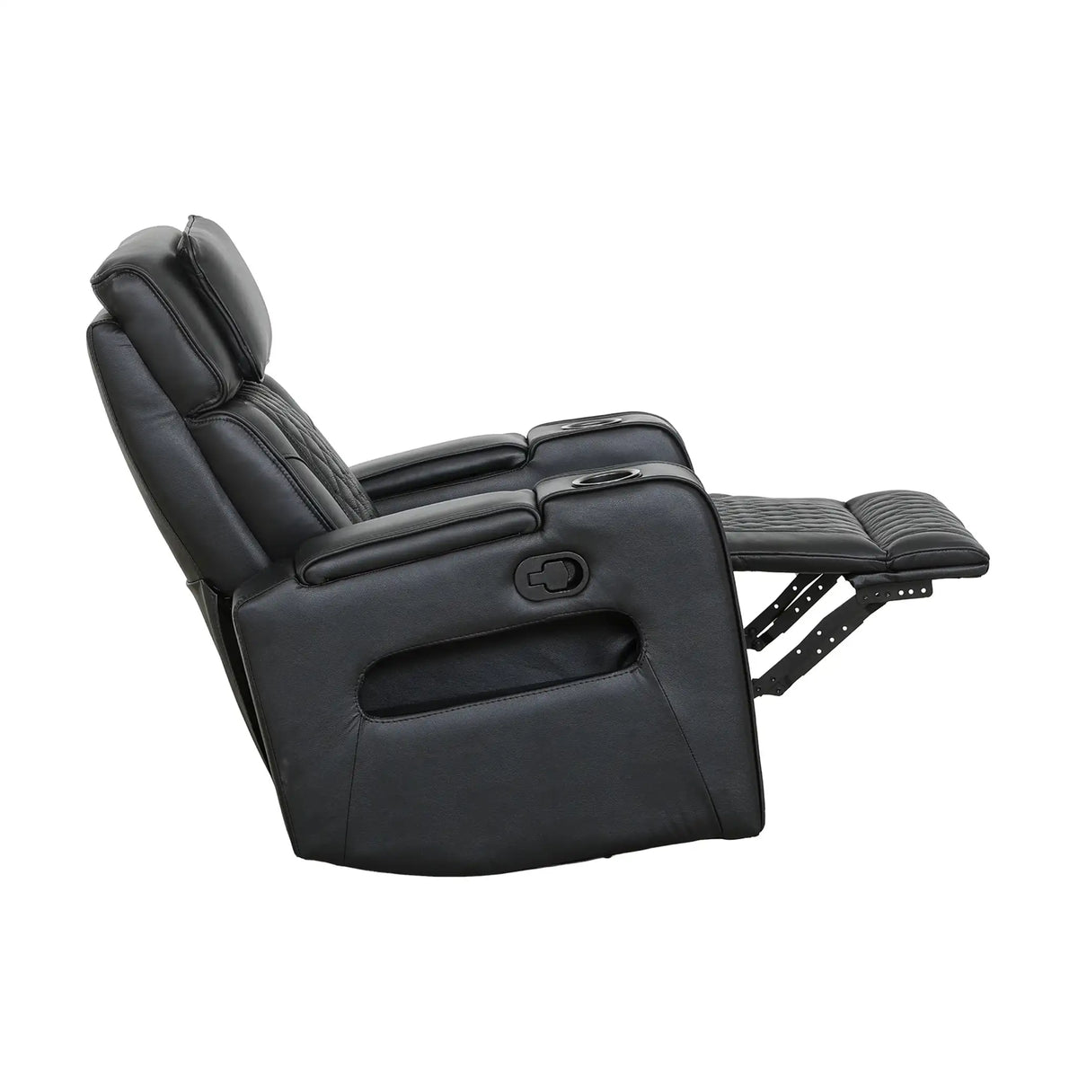 Primo Colton Fauteuil Berçant Pivotant Inclinable Cuir Noir