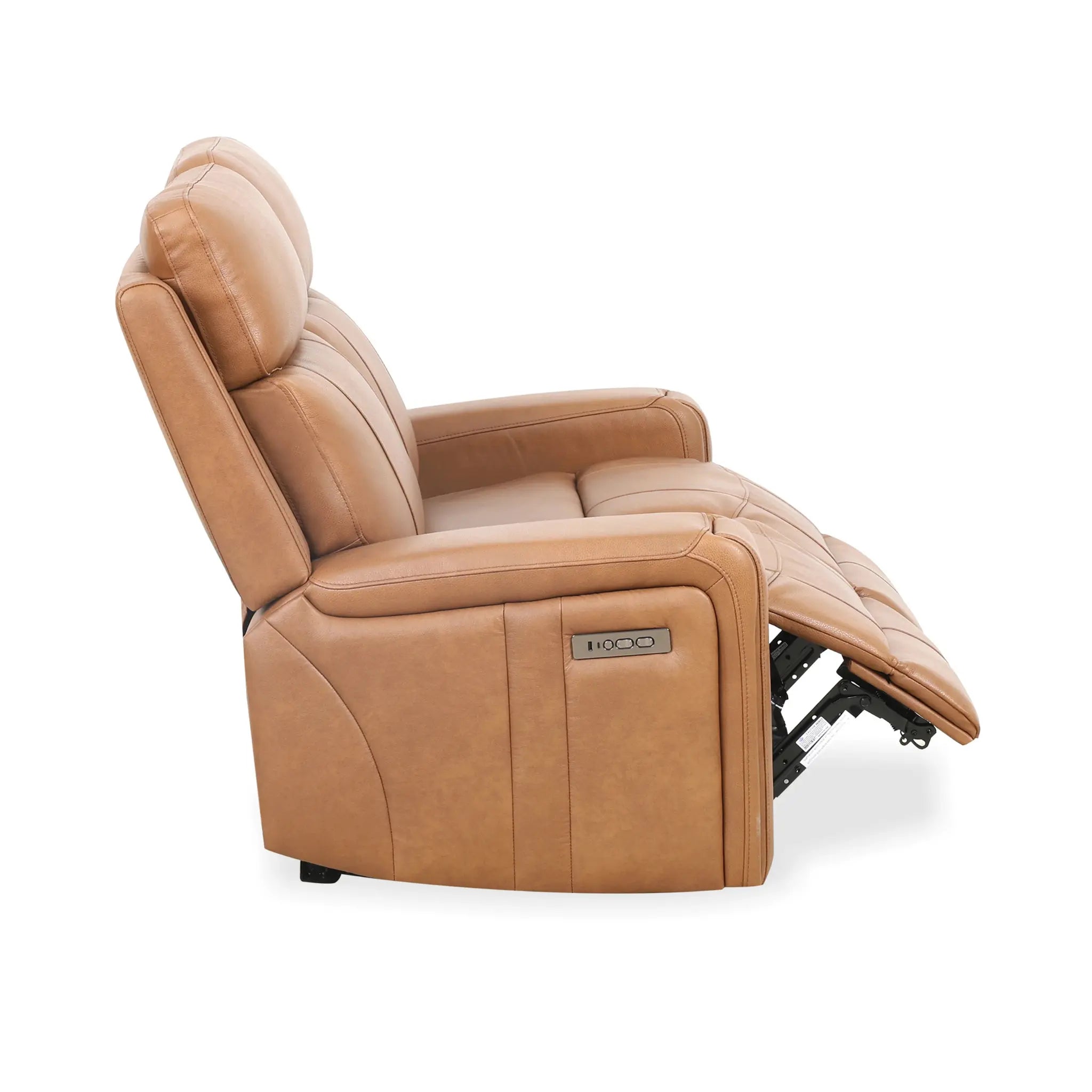 Primo Cavron Causeuse en Cuir Véritable Inclinable Électrique Cognac