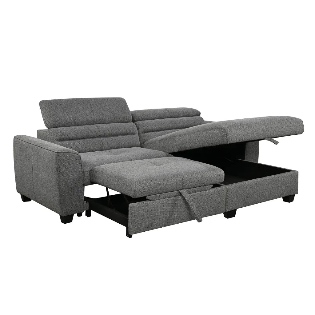 Canapé-lit Nesia droit tissu gris