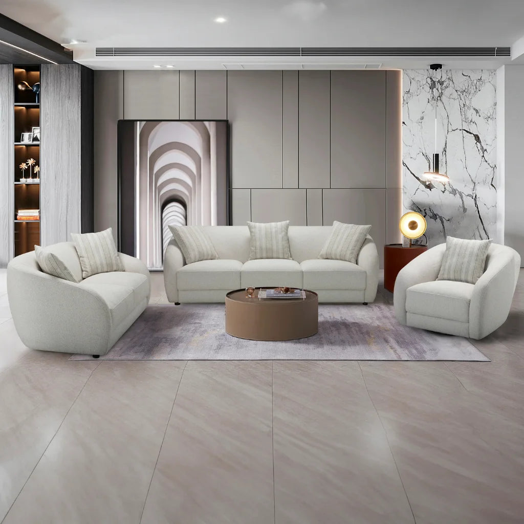 Causeuse Sophy avec coussins – Style arrondi crème