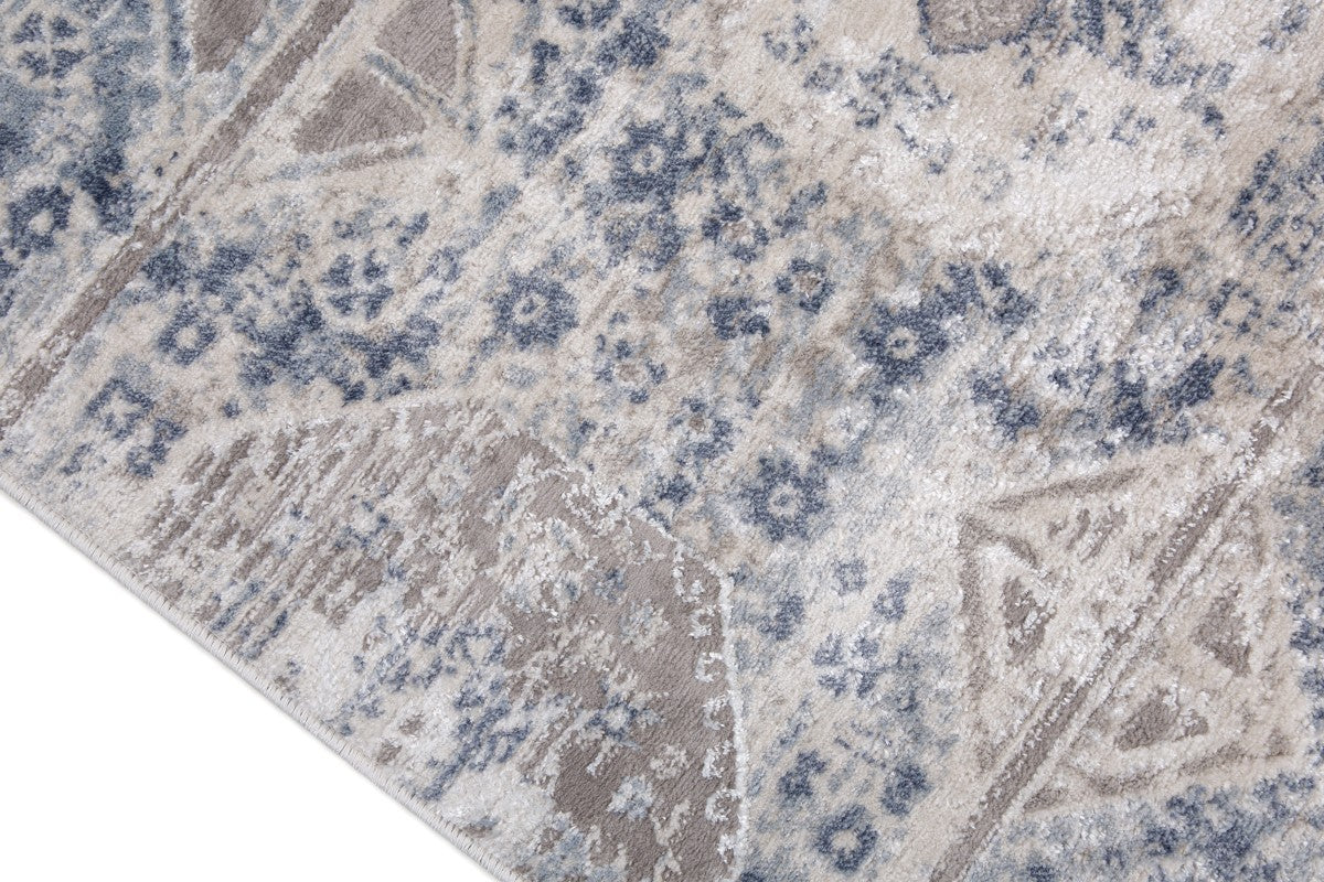 Tapis de salon Parksdale 5x8 | Bleu et Gris style vieilli