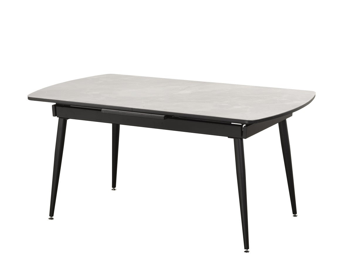Table à manger extensible blanche Fabian - Effet Marbré