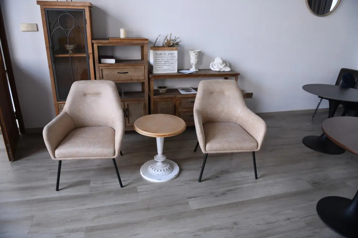 Chaise d'appoint Arlo | Tissu beige vintage et cadre en acier