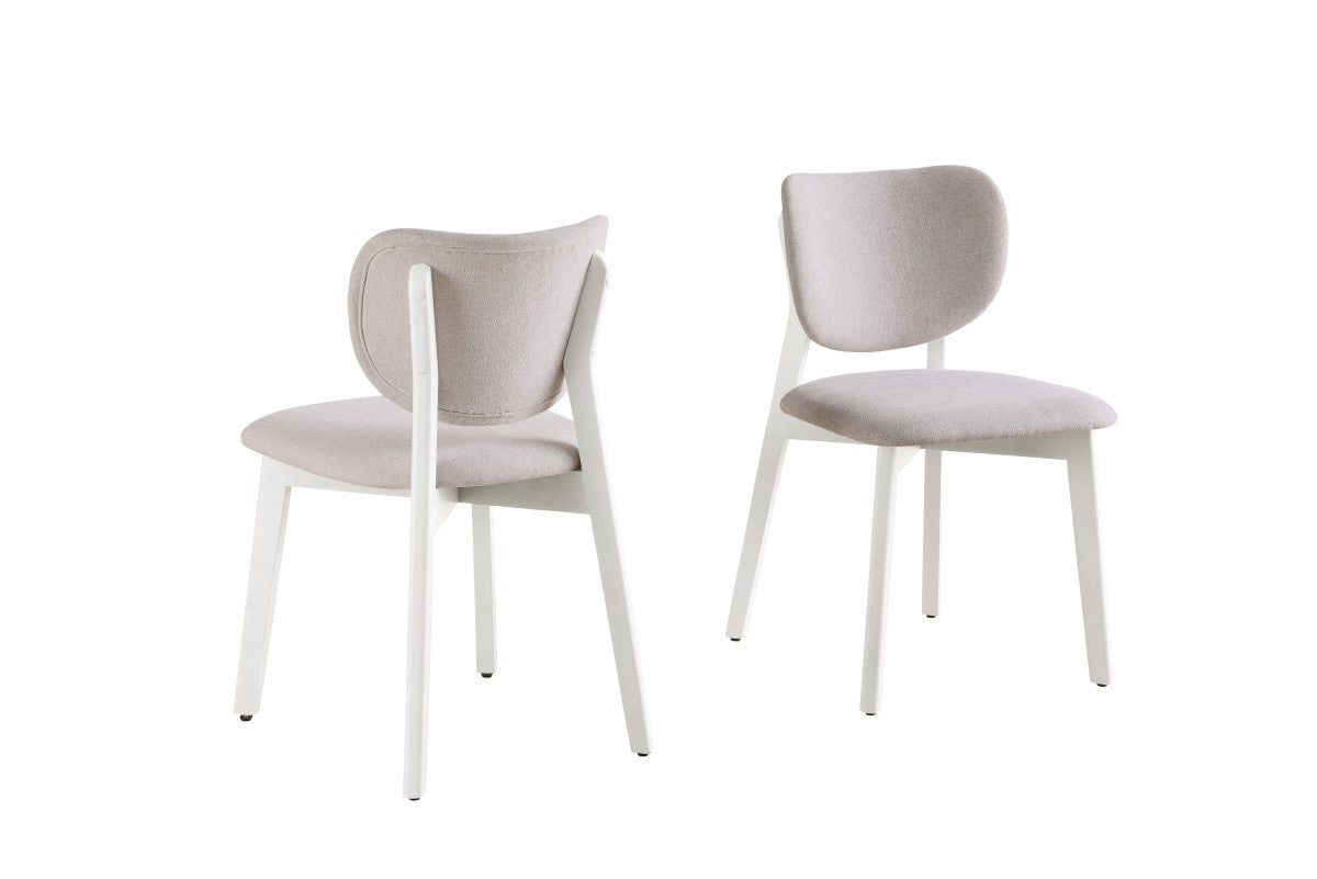Chaises Durana en bois massif d'hévéa | Duo en tissu crème