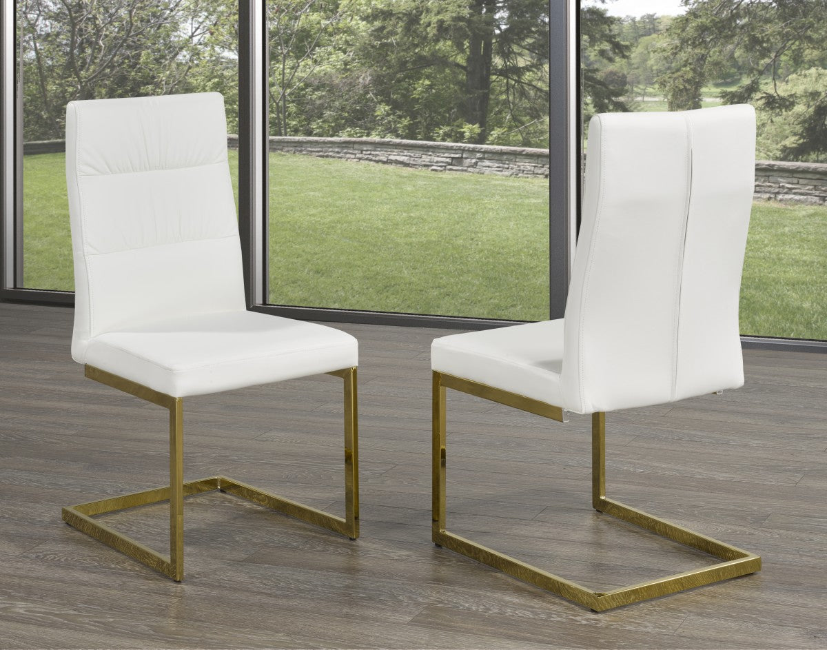 CHAISE DE SALLE À MANGER, JEU DE 2 - BLANC/DORÉ ( Meuble Mtl )