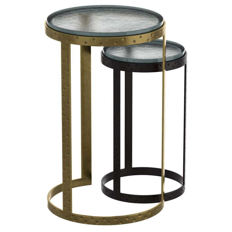 Ensemble de table d'appoint Ares 2 pièces en noir et or antique