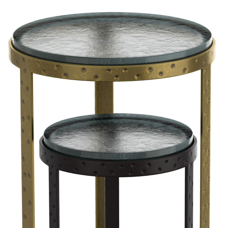 Ensemble de table d'appoint Ares 2 pièces en noir et or antique