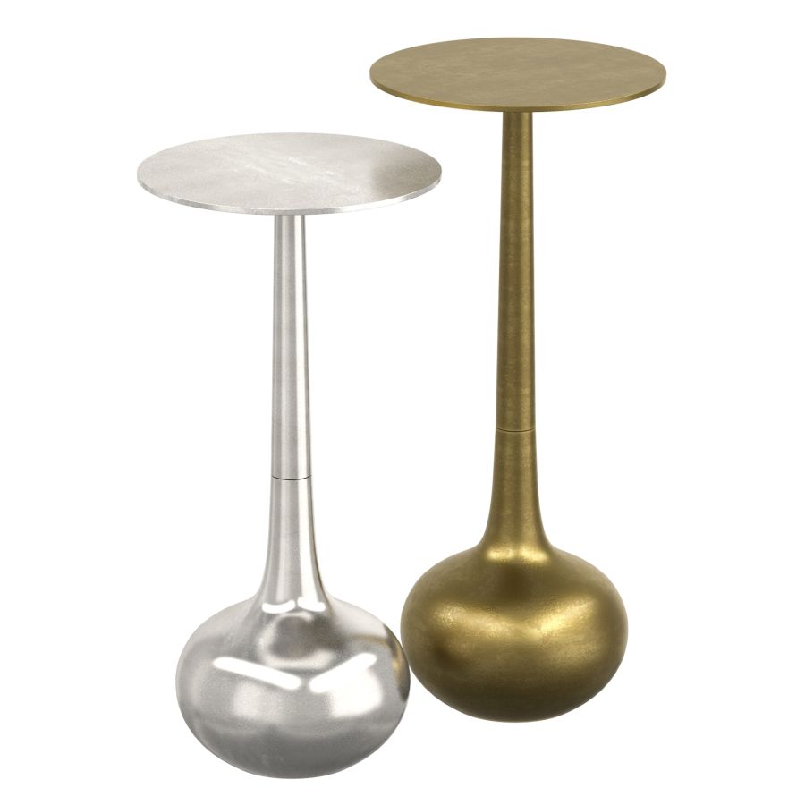 Ensemble de table d'appoint Sylas 2 pièces en or antique et argent