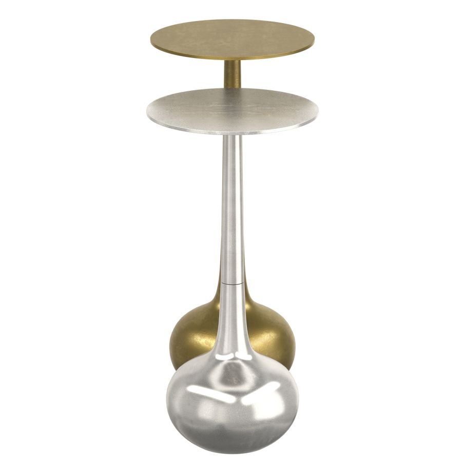 Ensemble de table d'appoint Sylas 2 pièces en or antique et argent