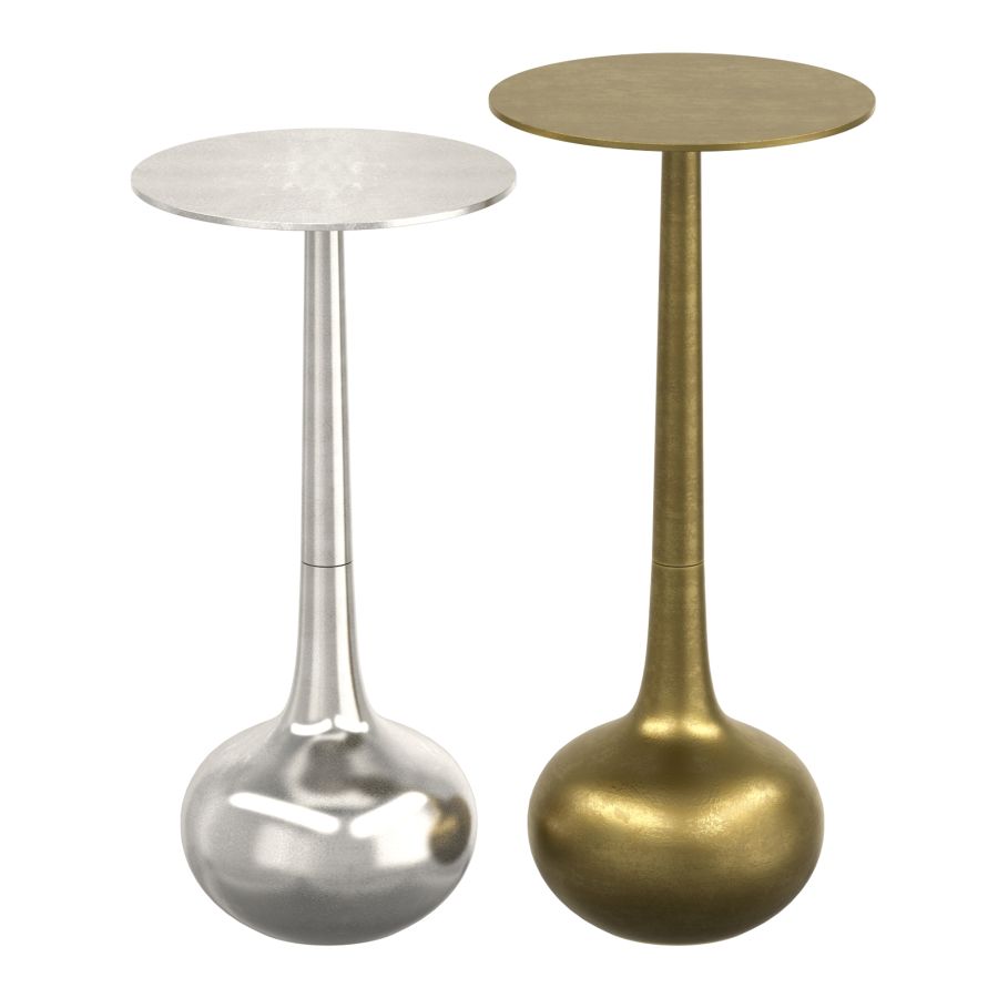 Ensemble de table d'appoint Sylas 2 pièces en or antique et argent