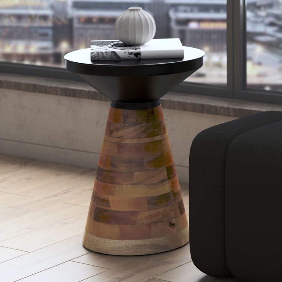 Table d'appoint Boden en noir et noyer
