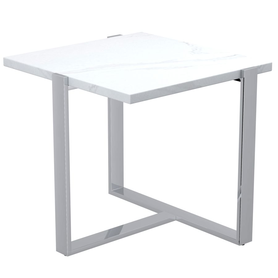 Table d'appoint Veno en blanc et argent( Meuble Mtl )