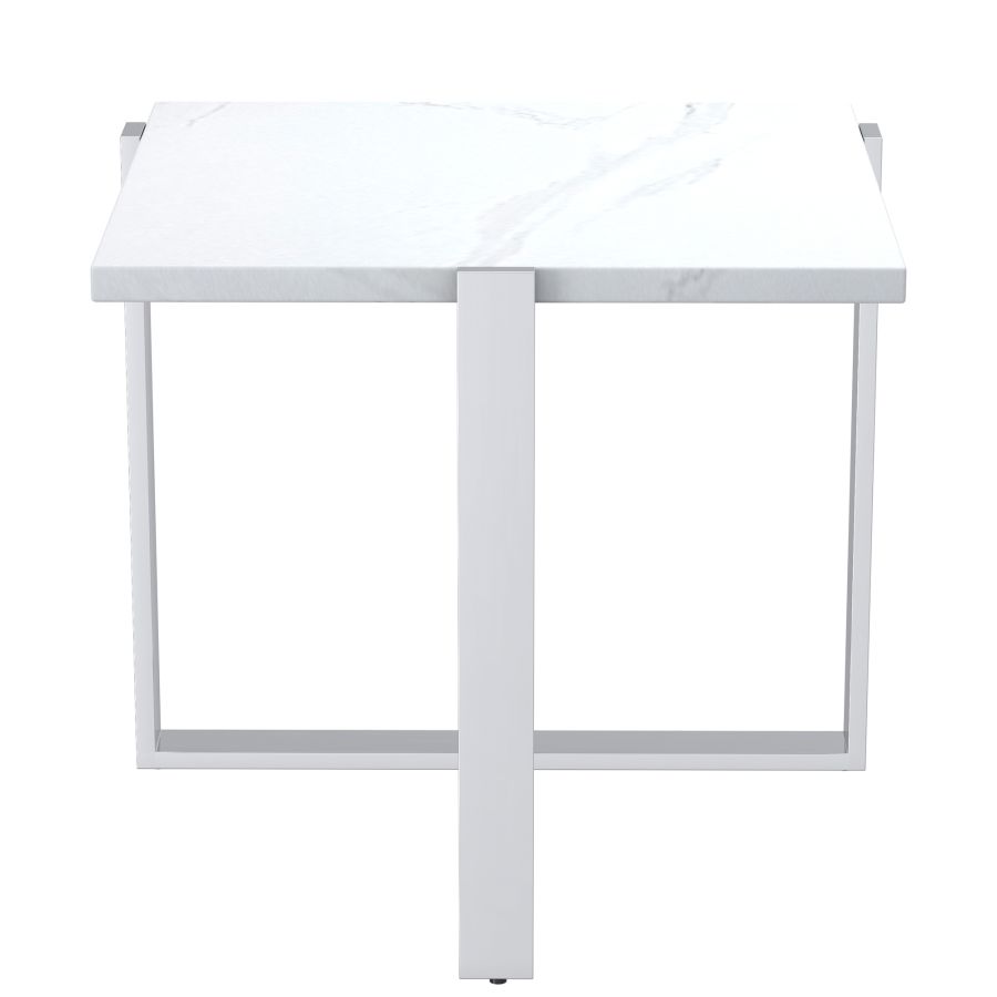 Table d'appoint Veno en blanc et argent( Meuble Mtl )