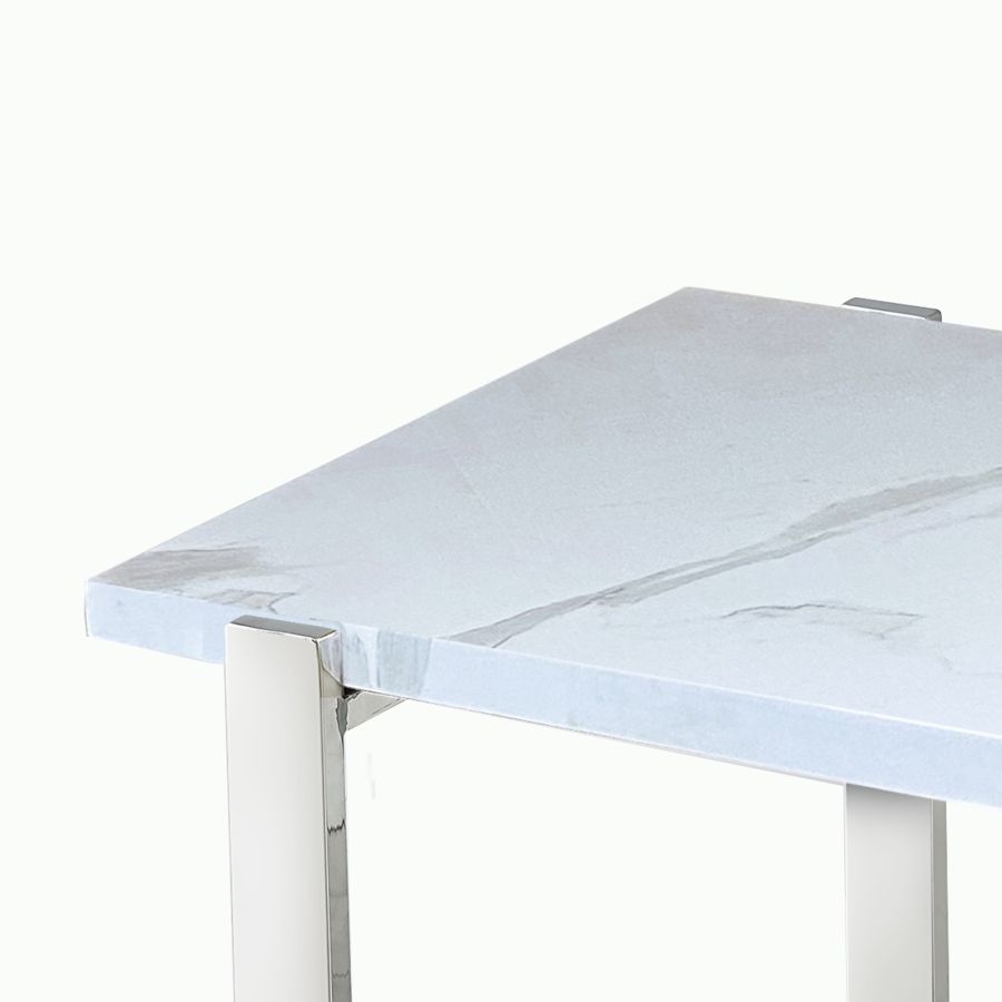Table d'appoint Veno en blanc et argent( Meuble Mtl )