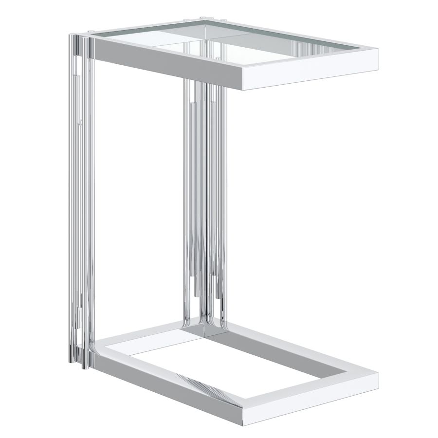 Petite table d'appoint Estrel en argent ( Meuble Mtl )