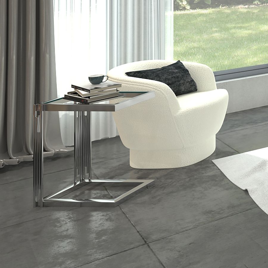 Petite table d'appoint Estrel en argent ( Meuble Mtl )