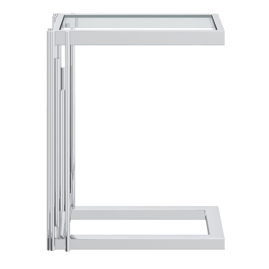 Petite table d'appoint Estrel en argent ( Meuble Mtl )