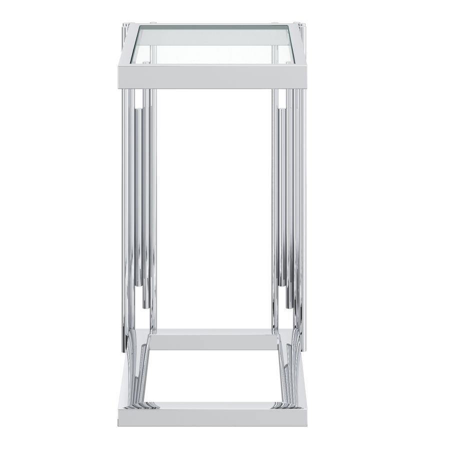 Petite table d'appoint Estrel en argent ( Meuble Mtl )