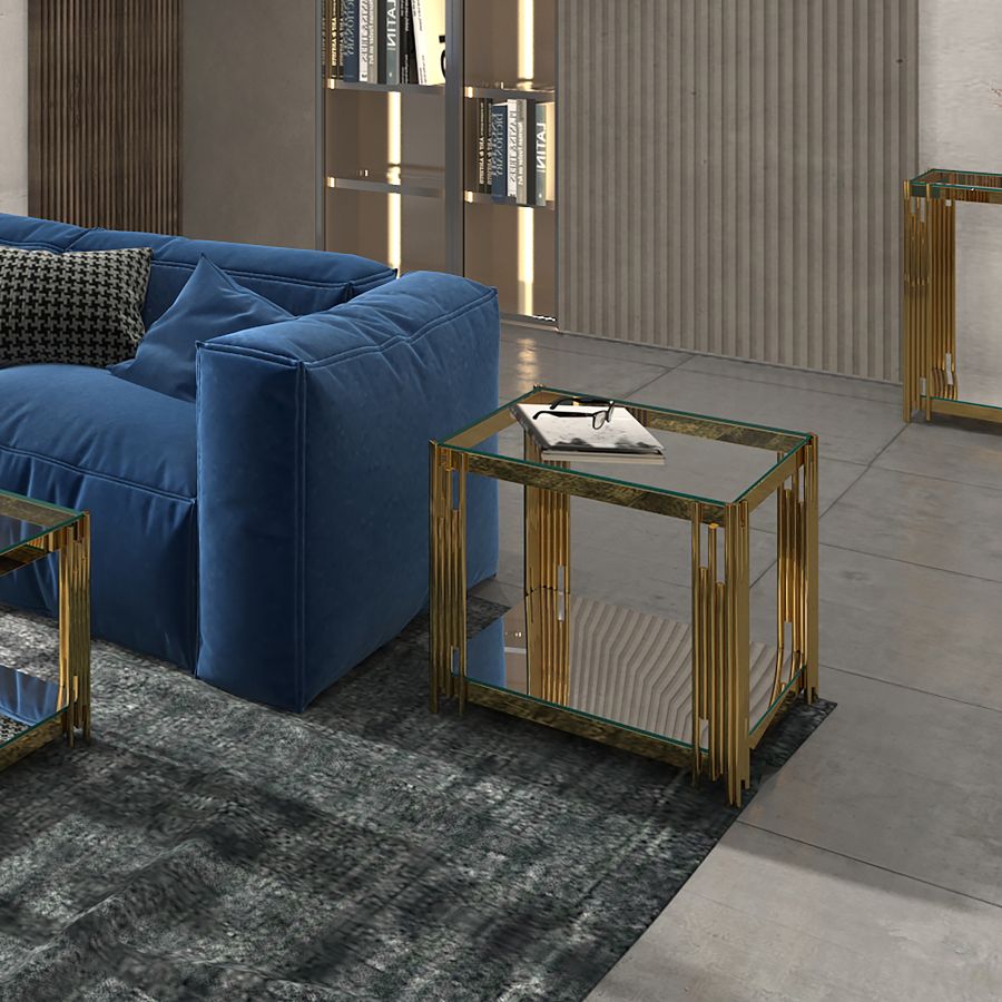 Grande table d'appoint Estrel en or ( Meuble Mtl )