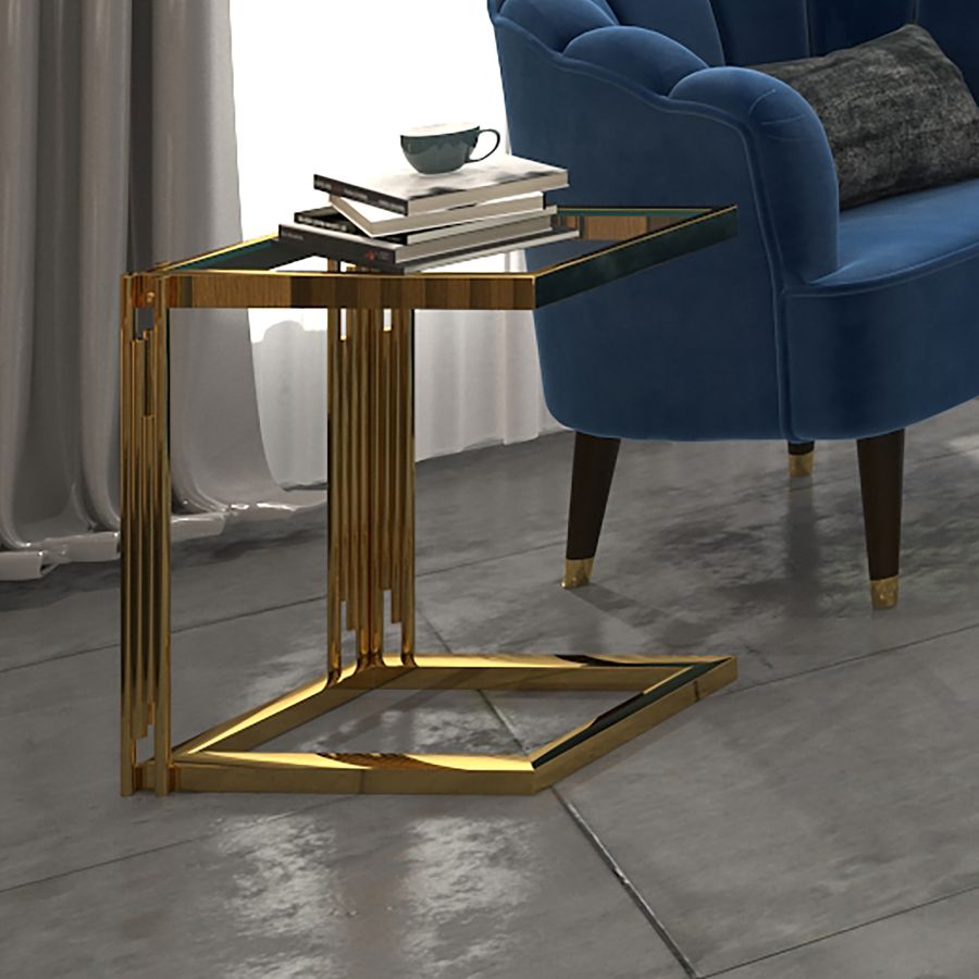 Petite table d'appoint Estrel en or ( Meuble Mtl )