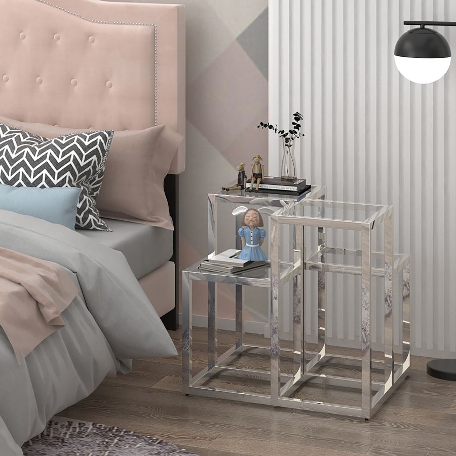 Table d'appoint Casini en argent ( Meuble Mtl )