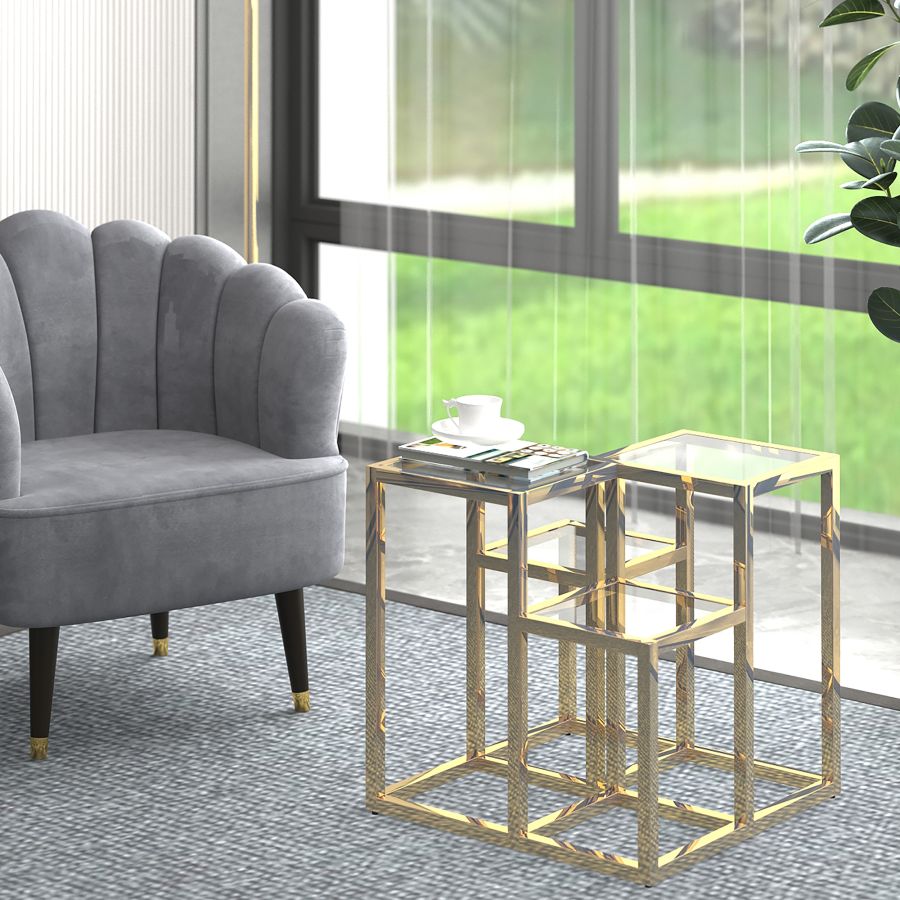 Table d'appoint Casini en or ( Meuble Mtl )