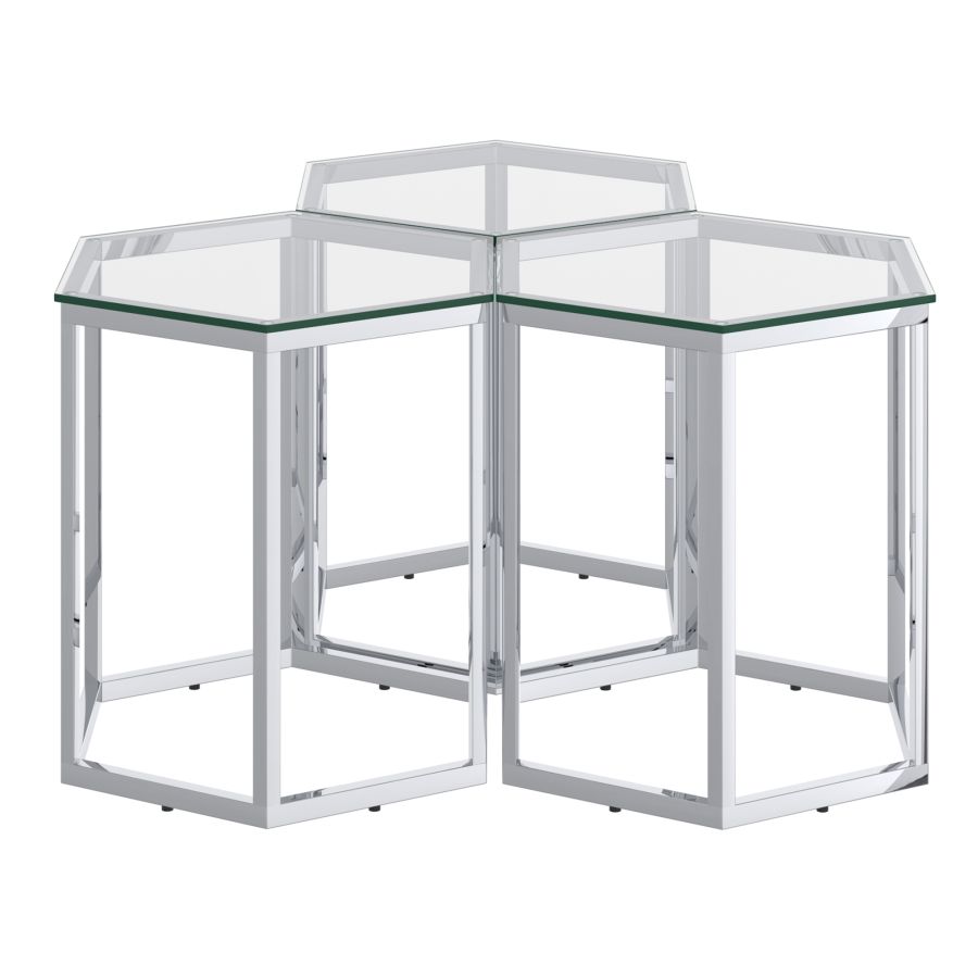Ensemble de table d'appoint 3 pièces Fleur en argent ( Meuble Mtl )