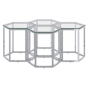 Ensemble de table d'appoint Fleur 4 pièces en argent ( Meuble Mtl ) 