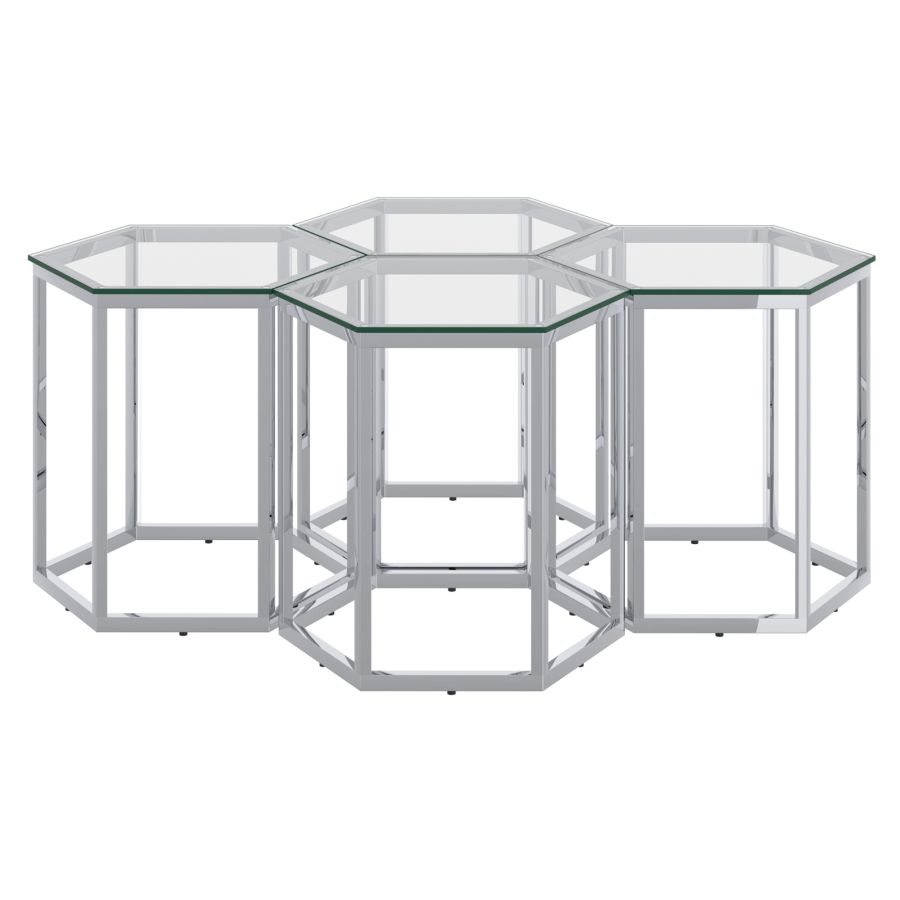Ensemble de table d'appoint Fleur 4 pièces en argent ( Meuble Mtl ) 
