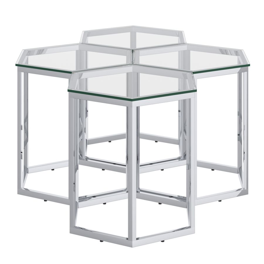 Ensemble de table d'appoint Fleur 4 pièces en argent ( Meuble Mtl ) 