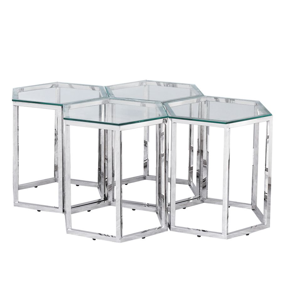 Table d'appoint Fleur en argent ( Meuble Mtl ) 