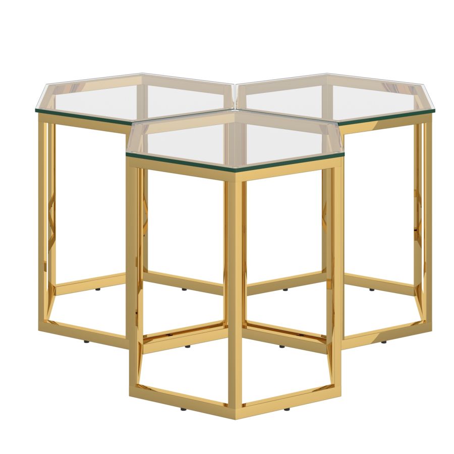 Ensemble de table d'appoint 3 pièces Fleur en or ( Meuble Mtl )