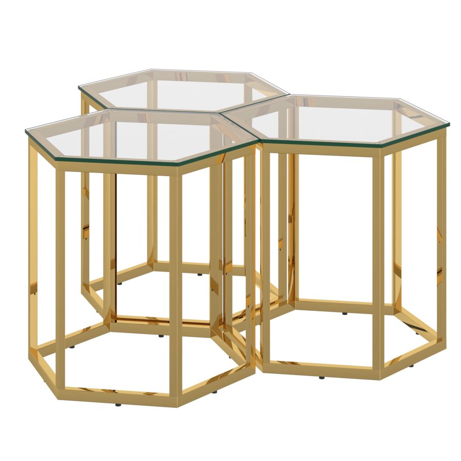 Ensemble de table d'appoint 3 pièces Fleur en or ( Meuble Mtl )
