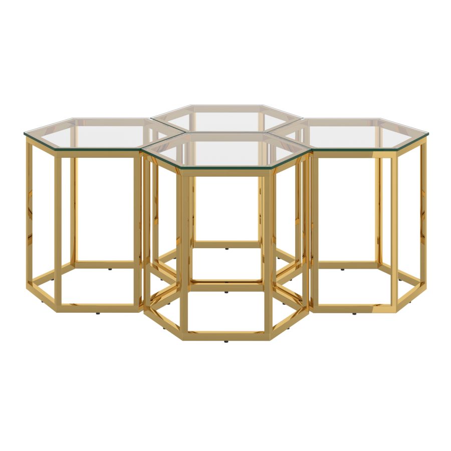Ensemble de table d'appoint Fleur 4 pièces en or ( Meuble Mtl ) 