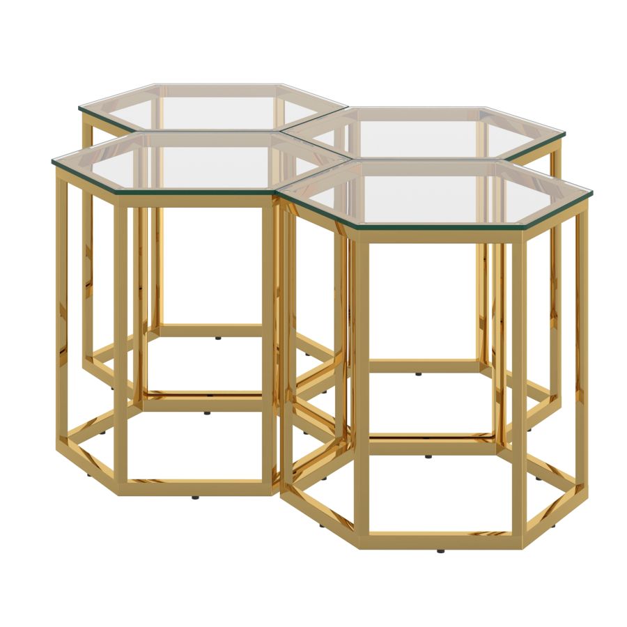 Ensemble de table d'appoint Fleur 4 pièces en or ( Meuble Mtl ) 