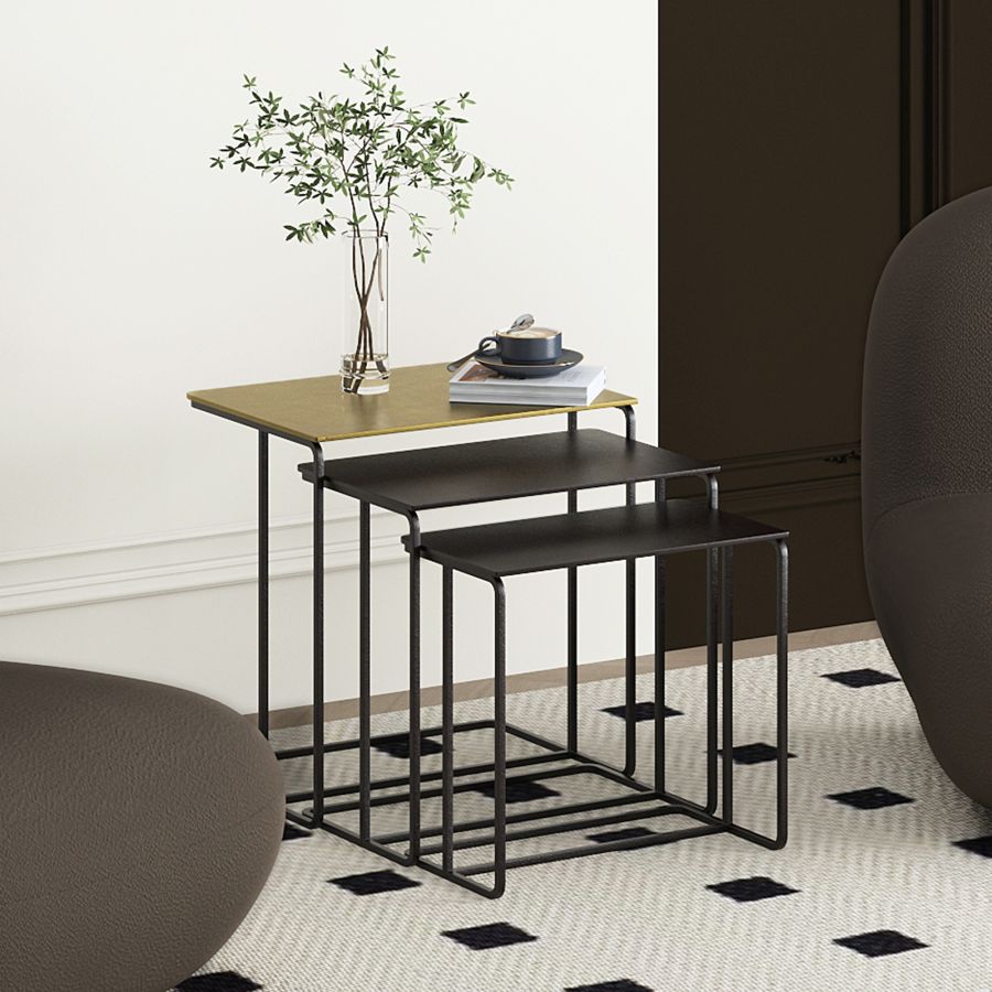 Ensemble de table d'appoint Bristol 3 pièces en or antique et noir