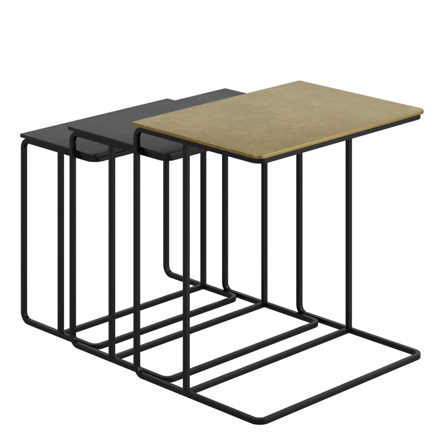 Ensemble de table d'appoint Bristol 3 pièces en or antique et noir