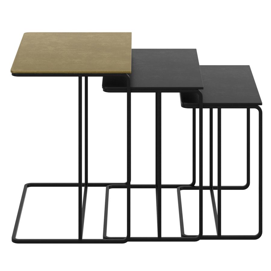 Ensemble de table d'appoint Bristol 3 pièces en or antique et noir