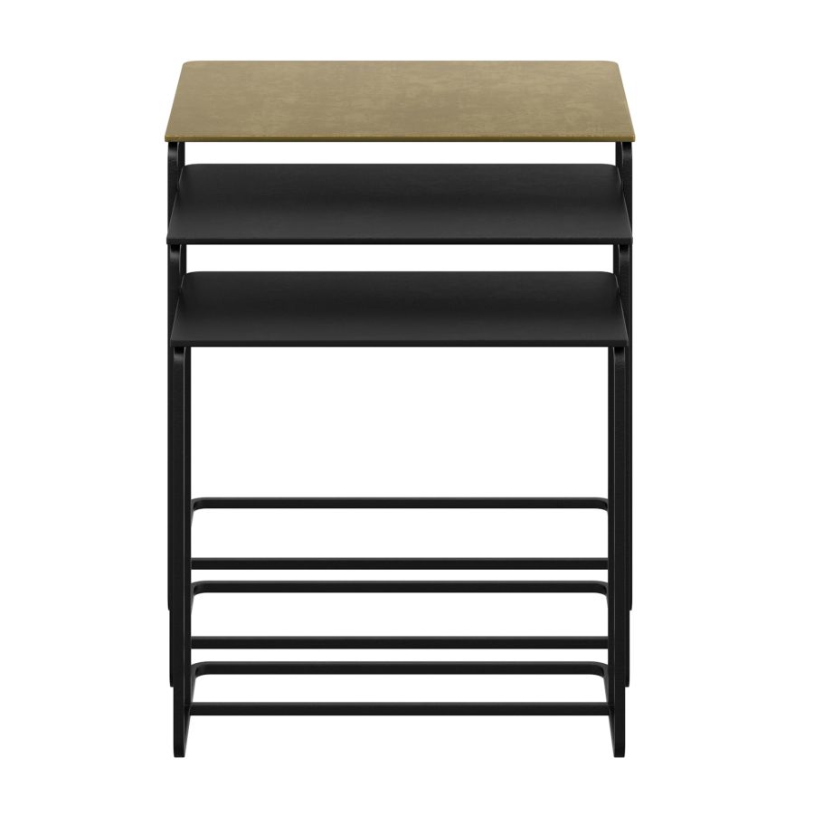 Ensemble de table d'appoint Bristol 3 pièces en or antique et noir