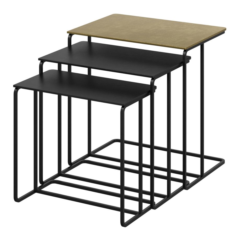 Ensemble de table d'appoint Bristol 3 pièces en or antique et noir