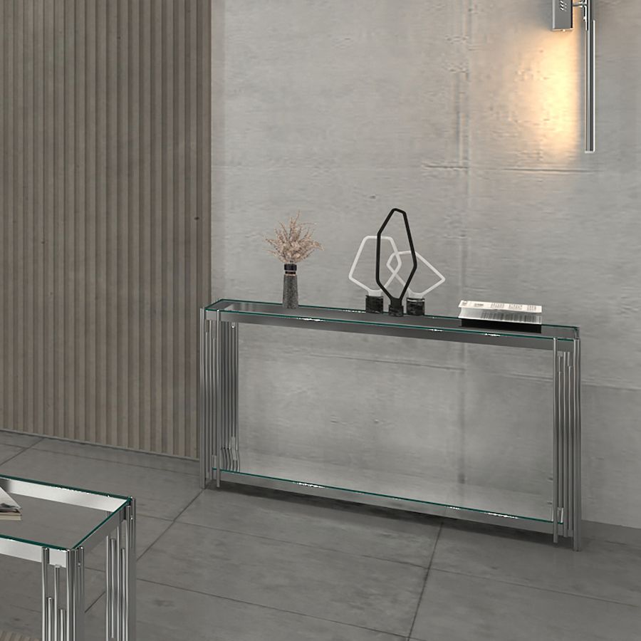Table console Estrel en argent ( Meuble Mtl )