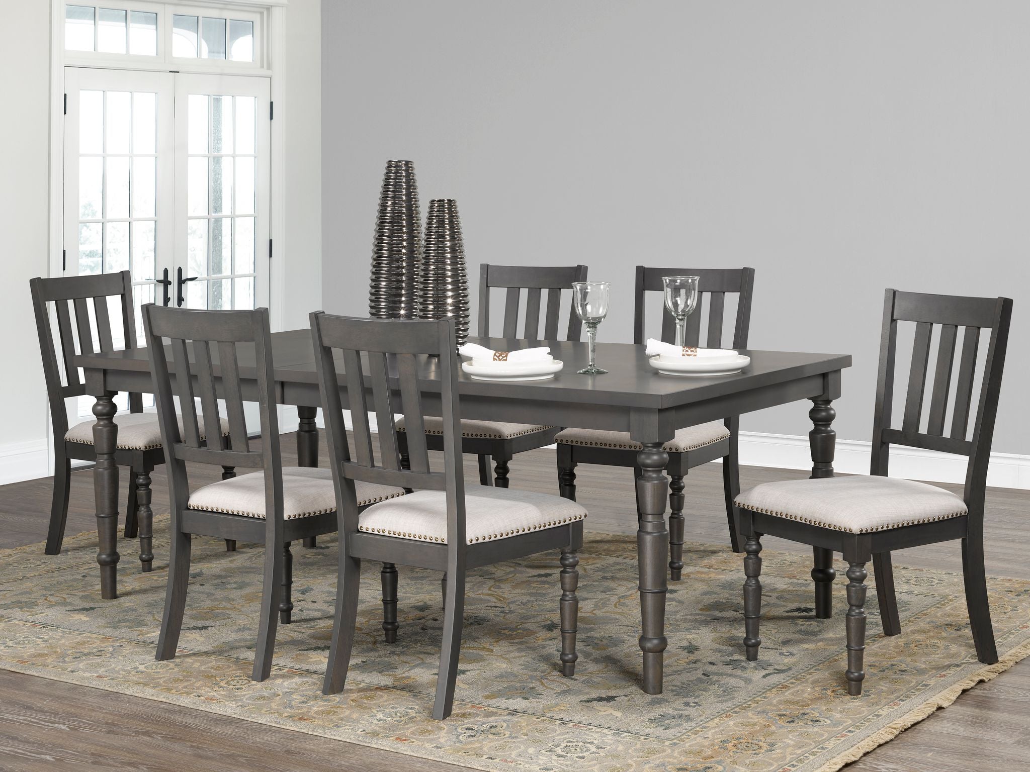 ENSEMBLE DE REPAS 7 PIÈCES - GRIS ( Meuble Mtl )
