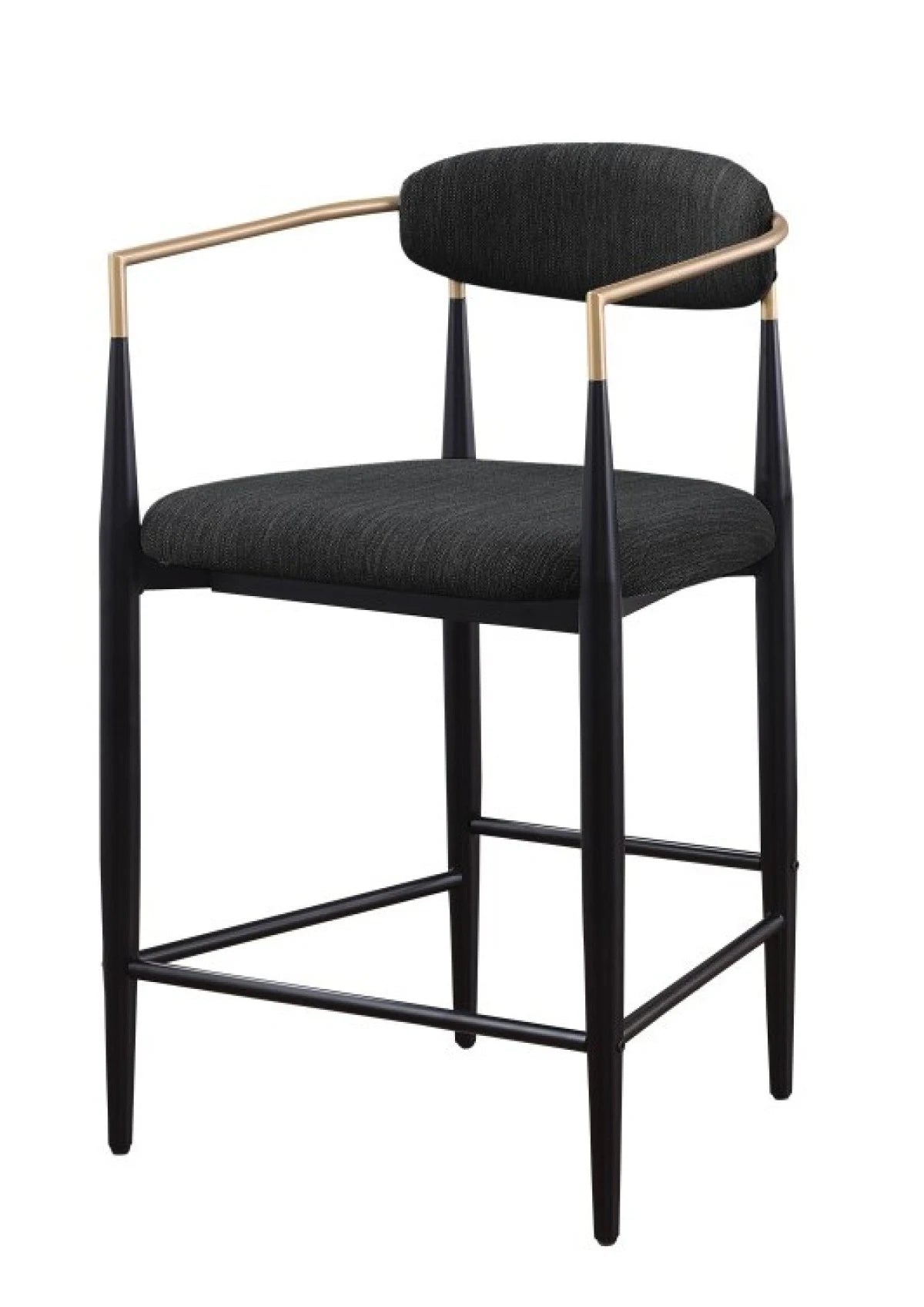 Set de 2 Tabourets de Comptoir Mykos - Tissu Noir